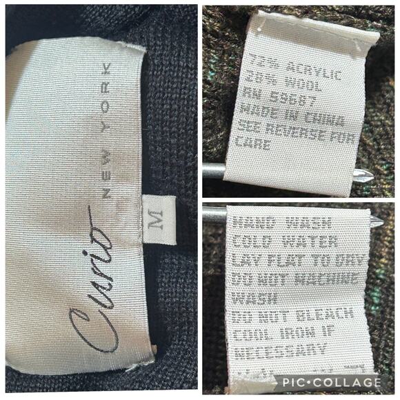 Curio New York Cowlneck Sweater M Pullover Color Block Blk Asymmetric Lagenlook - Picture 6 of 6